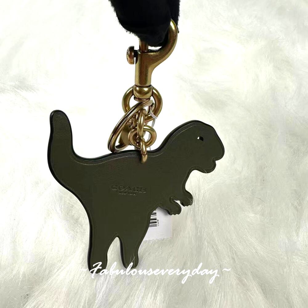 Coach Rexy Bag Charm In Leather/Brass/Green Fob Keyring CBG74 NWT